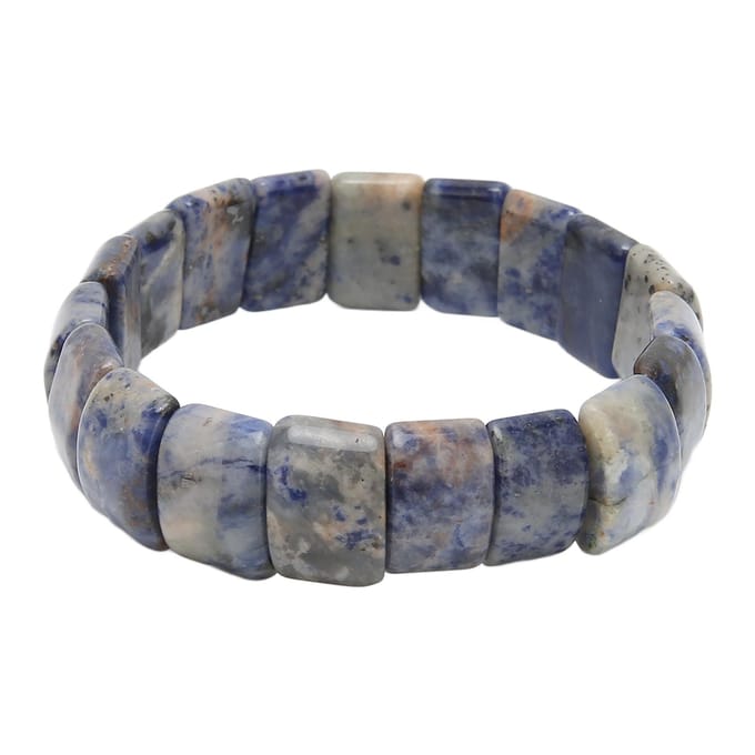 Kralen Armband Natuursteen Eenvoudig Elastisch Platte Buisvorm Blauwe Stip Gemengde Kleur Sieraden gray