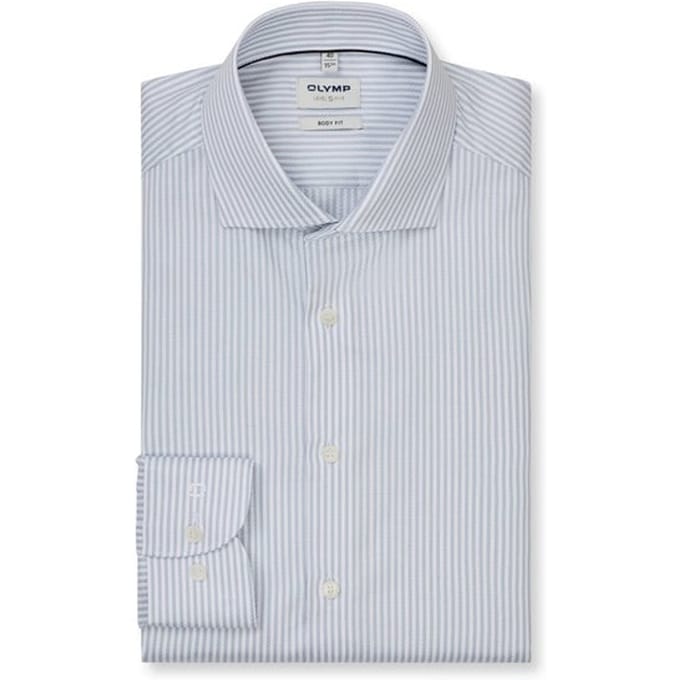 OLYMP Overhemd Level 5 Luxury Stripe Lichtblauw - Maat 44 - Heren - Overhemden Formeel