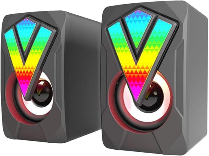 PC Soundbar - Stereo Luidsprekers - Muziek Luisteren - RGB Verlichting - Compact Formaat - Zwart