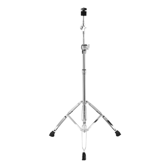 Support de cymbale droit et perche, pieds à double renfort, hauteur et angle réglables, kit de batterie argenté