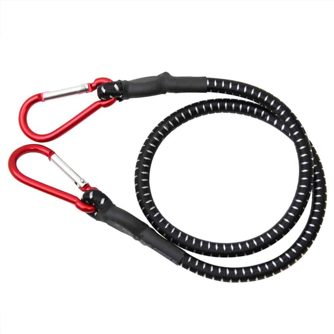 Monzana Rubberen Snelbinder met karabijnhaak 80cm x 10 mm - Zwart