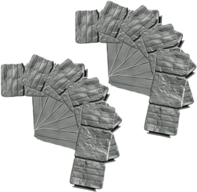 Kunststeen Tuinborder - Nepsteen Rand - Bloembed Afscheiding - Aanpasbaar Design - 10 Stuks - Grijs