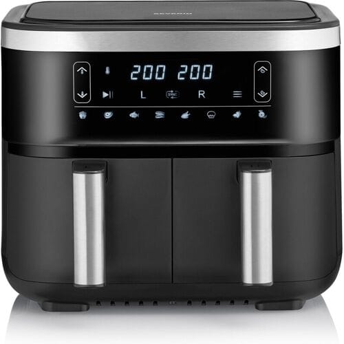 Severin FR 2453 Airfryer | XXL Familie Airfryer met 2 manden van elk 3,8 liter en 1,3 kg frituurcapaciteit
