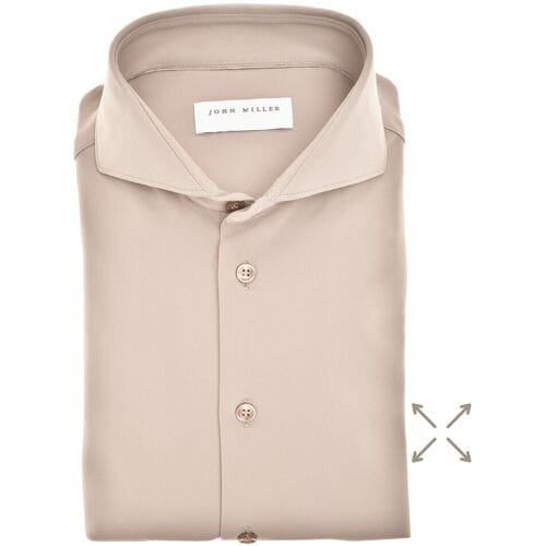 John Miller Overhemd Plain Hyperstretch Comfort Shirt Licht Bruin / male