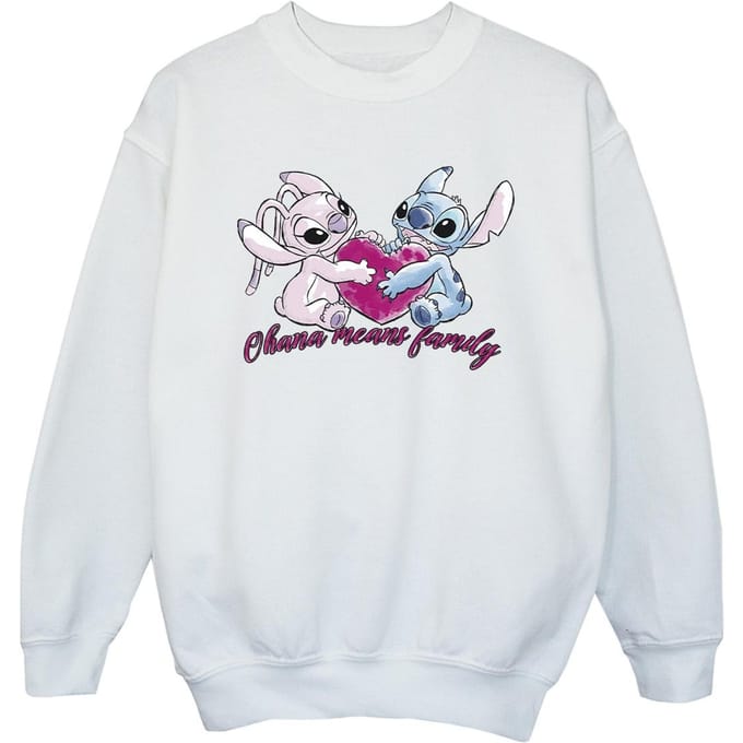 Disney Meisjes Lilo En Stitch Ohana Hart Met Engel Sweatshirt (Wit)