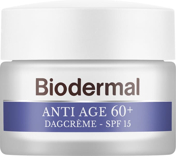 Biodermal Anti Age 60+ Dagcrème SPF 15, 50 ml - Dag crème met Hyaluronzuur en Ceramide, Geeft de huid meer stevigheid, Verbetert de huidteint
