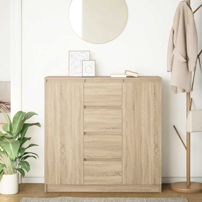 vidaXL - Dressoir - met - lades - 100,5x35x98,5 - cm - spaanplaat - sonoma