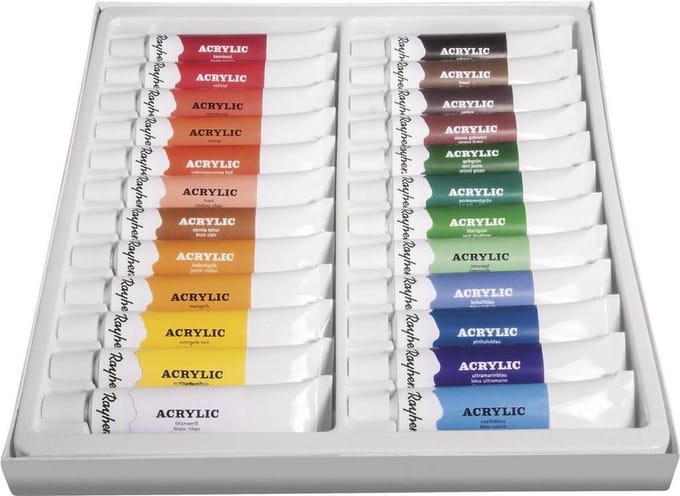 Acrylverf schilder setje 24 kleuren tubes 12 ml - Hobby/knutselmateriaal creatief