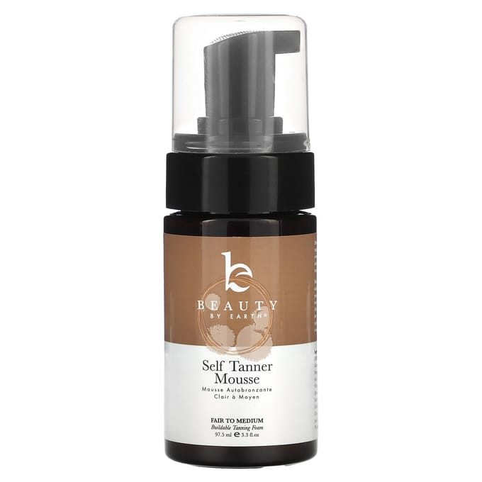 Beauty By Earth, self-tanner mousse, medium to dark, 3.3 fl oz (97.5 ml) black