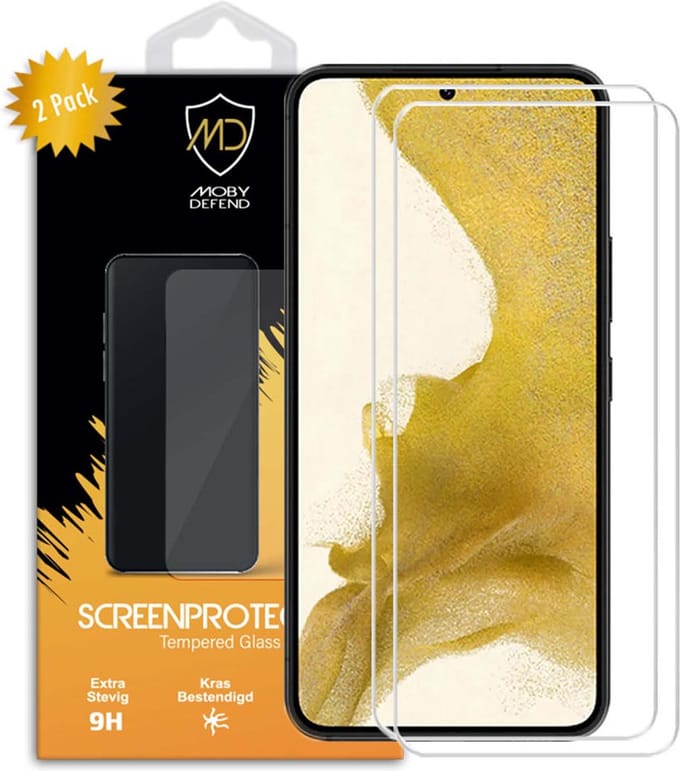 2-Pack MobyDefend Screenprotectors - Geschikt voor Samsung Galaxy S22 - Case-Friendly Screensavers - Gehard Glas