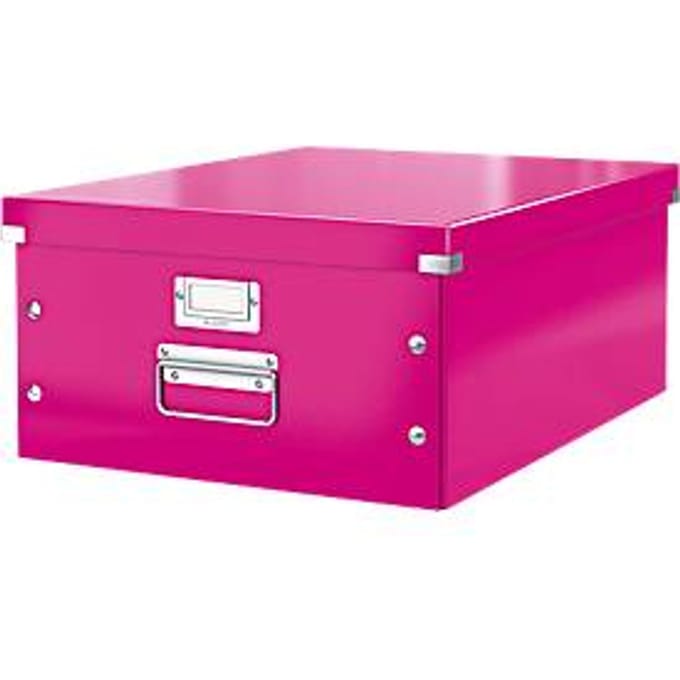 Leitz WOW Click & Store Grote Opbergdoos - 85% Gerecycled Karton - Voor A3 Formaten - 36.9 x 48.2 cm (BxD) - Roze