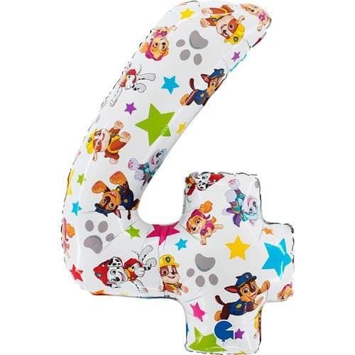Folieballon Cijfer 4, Paw Patrol, 66 Cm Grabo