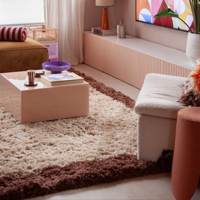 Hoogpolig vloerkleed Pilo beige/bruin polyester Interieur05 - 200 x 290 cm - (L)