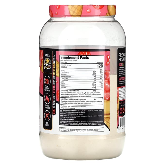 Lean Whey, Iso-Hydro, Aardbeienijs, 2 Lbs (908 G)