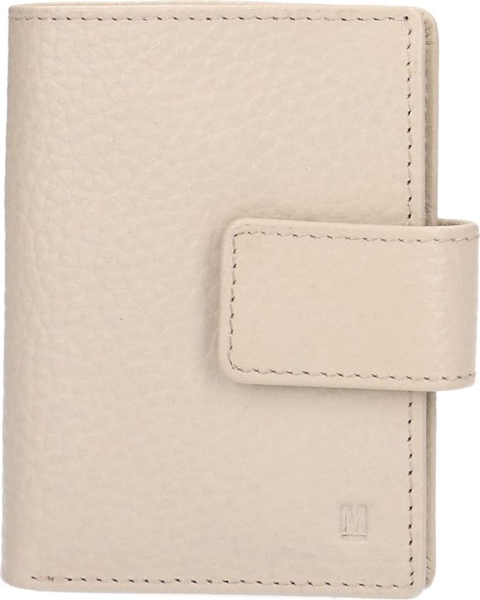 Manfield - Dames - Beige leren portemonnee - Maat 1