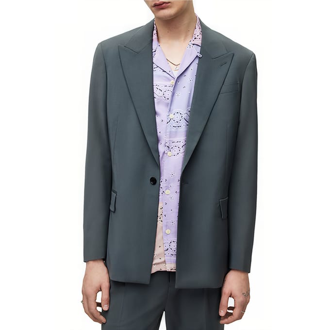 AllSaints Berto Blazer Smoke Blue Größe: 40 | Blazer Outlet | Herren | Blau