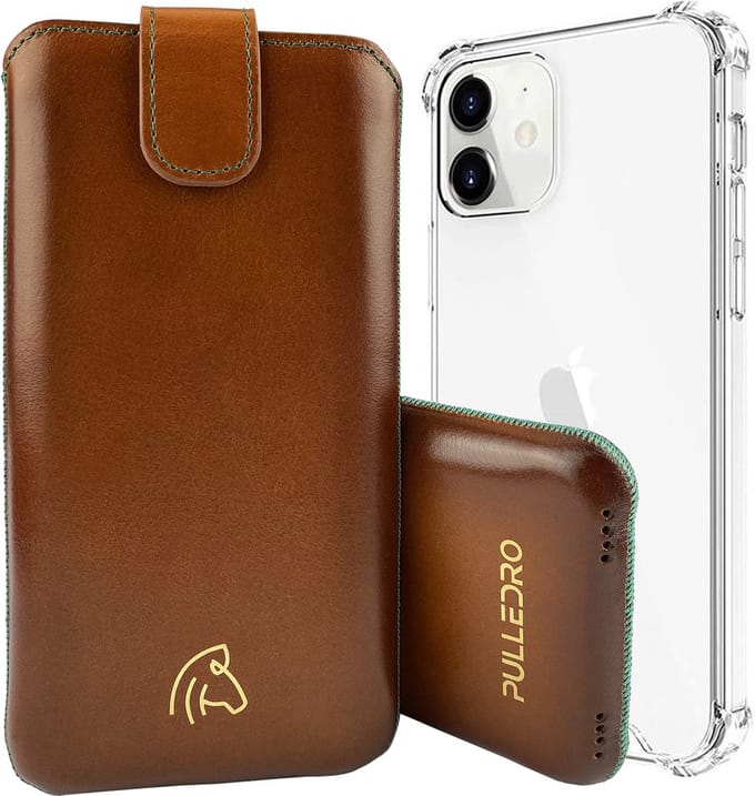 Pulledro geschikt voor iPhone 13 Sleeve leren Insteekhoesje + BackCover - Ởlive Ƈognac
