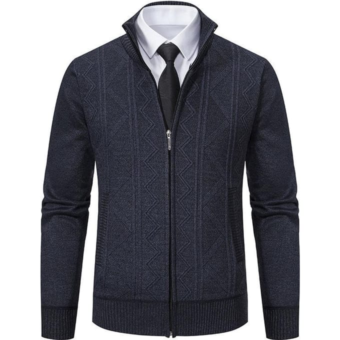 Winter Heren Vest Trui Jas Opstaande Kraag Gebreid Dik Gebreide Trui 3XL black