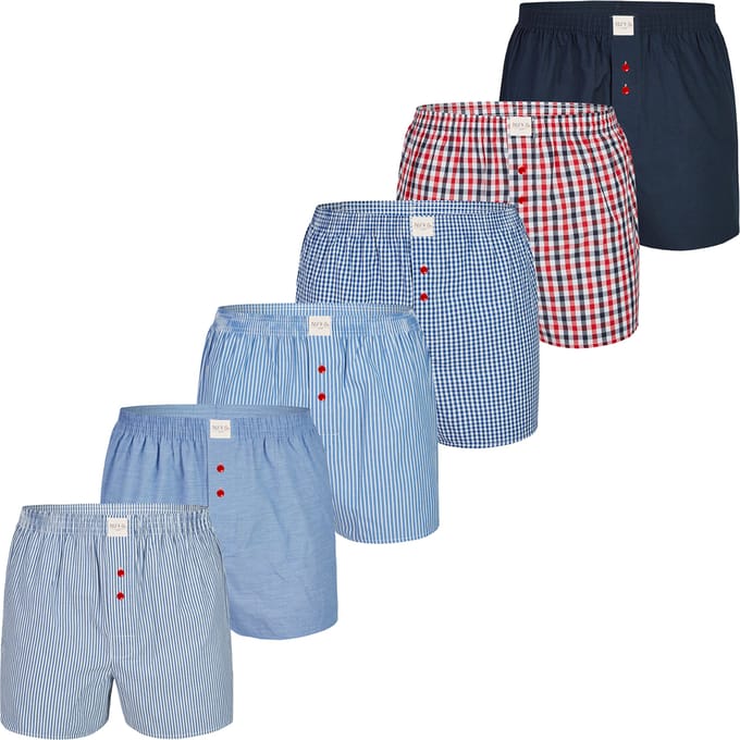 Phil & Co 6-Pack Wijde Boxershorts Heren Geweven Katoen Classic Multipack 6-Pack - Maat XL