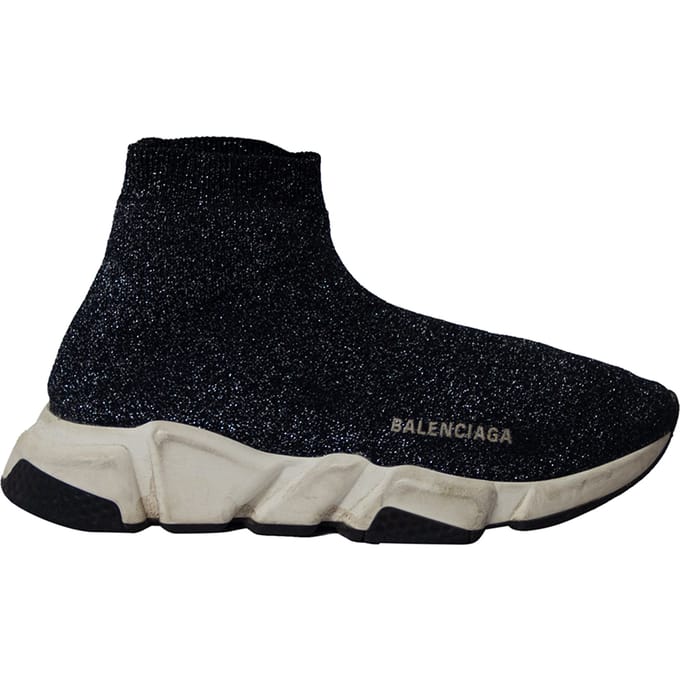 Balenciaga Glitter Speed Trainers in Zwarte Viscose