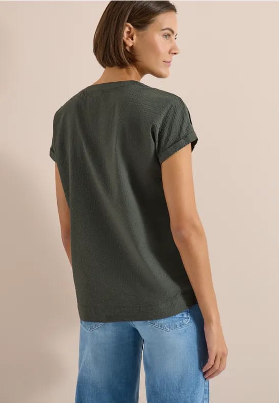 Blouse met overhangende schouders in seersucker kwaliteit