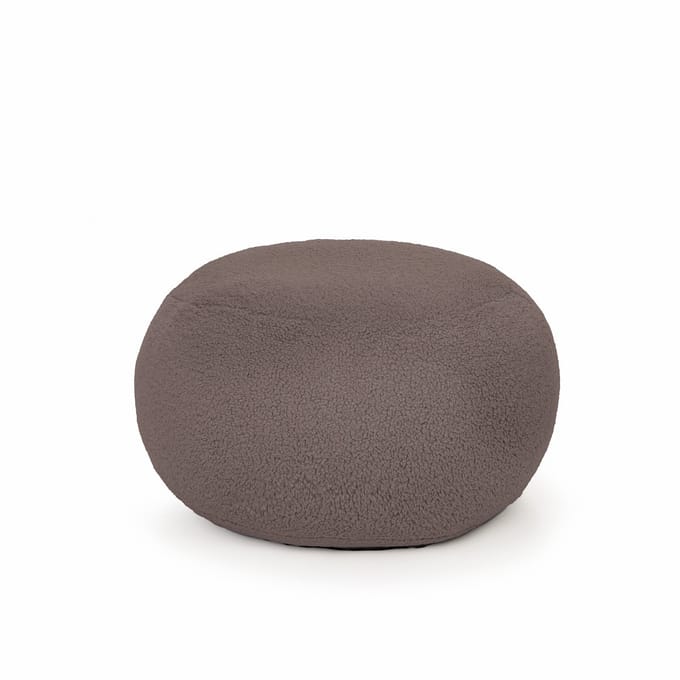 Drop & Sit - poef - sfeervolle teddy - bruin - Ø 60 cm - extra comfortabel en zacht