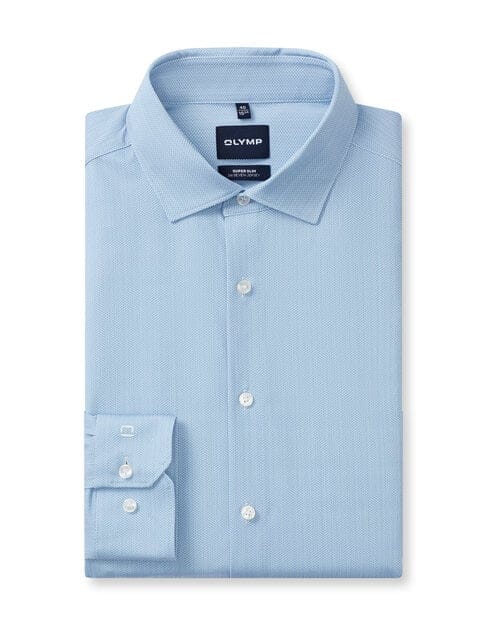 OLYMP No. Six 24/Seven Overhemd, Super Slim, Modern Kent, Ozonblauw