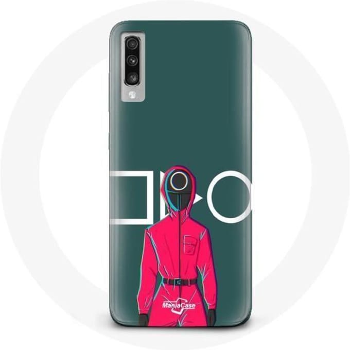 Coque - Squid Game - Samsung Galaxy A70 - Soldat Rouge - Masque Cercle - Souple rouge