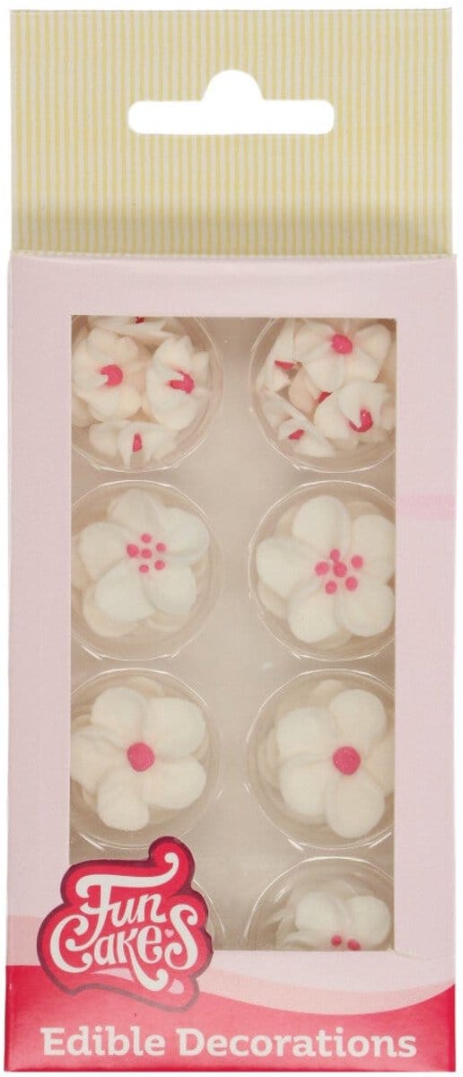 FunCakes Suikerdecoraties - Bloesemmix Wit/Roze - 32 Stuks - Eetbare Taartdecoratie