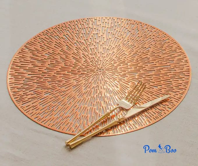 Placemats - Rond - 38 cm - 4 stuks - Onderlegger - Hitte bestendig - Kleur Brons - Open gewerkt