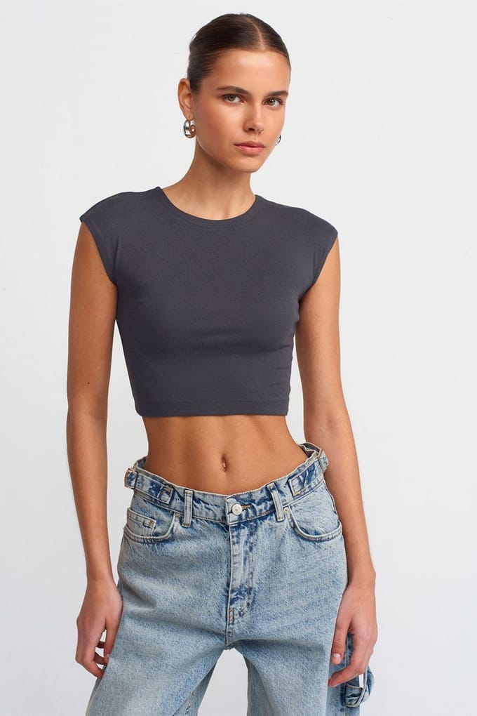 Slim Fit Crop Jersey Blouse