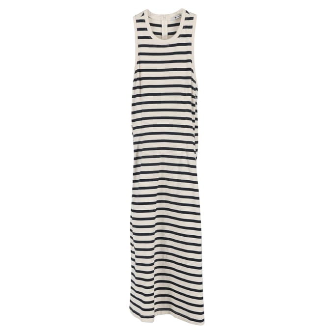T Alexander McQueen gebreide gestreepte midi-jurk in blauwe wol