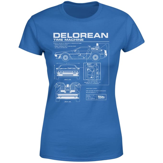 Back To The Future Delorean Schematic Women's T-Shirt - Blue - M