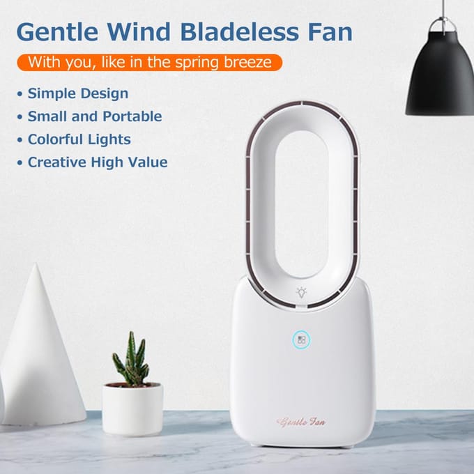 Fan Stille kleine creatieve mini elektrische ventilator Vier versnellingen Office Home Draagbare USB Desktop Bladeless ventilator wit
