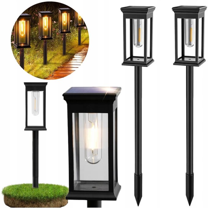 Azaris - Solar Tuinlampen - Set van 2 - Grondspots met pin - Industrieel Design - Waterdicht
