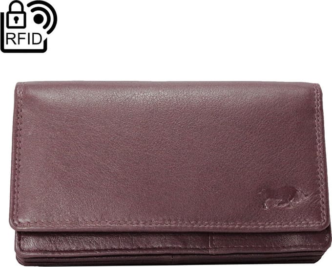Dames Portemonnee Bordeauxrood Leer RFID ( Anti-Skim) - Ideale Dames Portemonnee Bordeauxrood