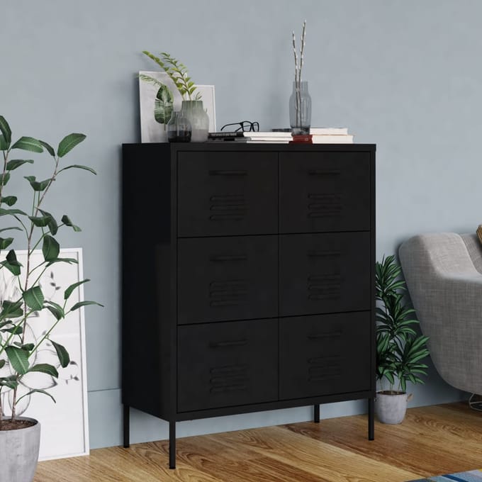 vidaXL - Ladekast - 80x35x101,5 - cm - staal - zwart