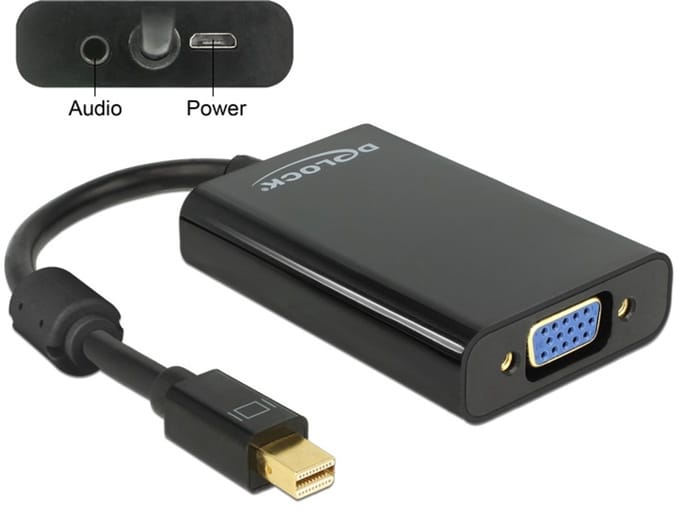 Premium Mini DisplayPort 1.1a naar VGA adapter + audio / zwart - 0,15 meter