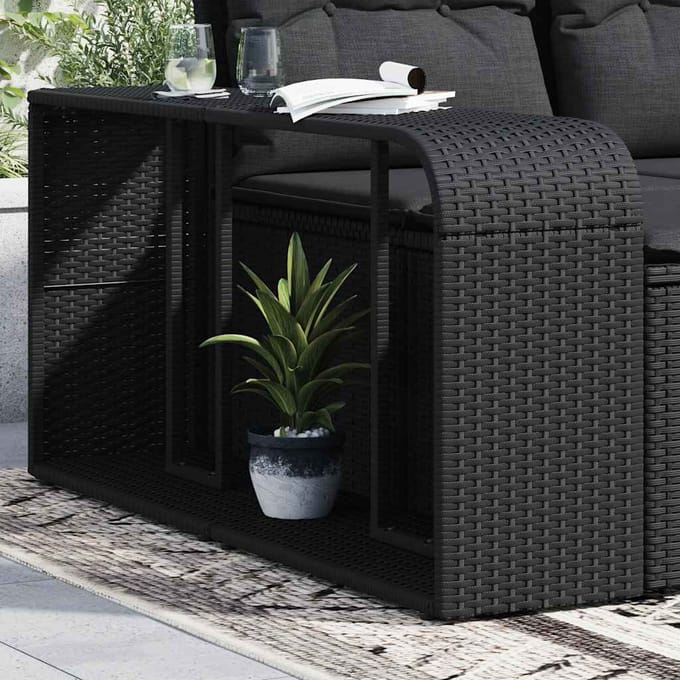 vidaXL - Opbergplanken - 2 - st. - Zwart - Poly - Rattan