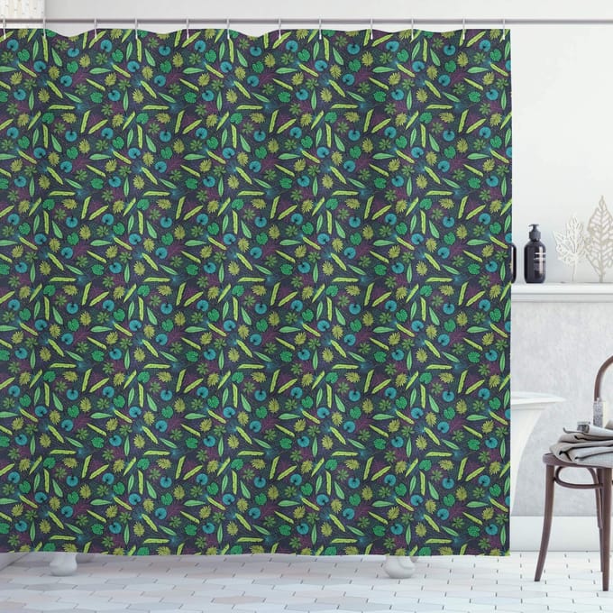ABAKUHAUS botanisch douchegordijn – tropische bladeren – 175x220 cm