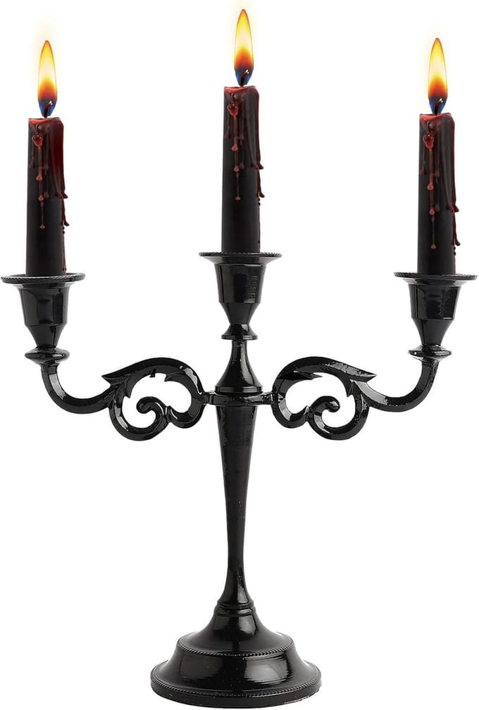 Drie-Arms Kandelaar Hoog Glanzend Zwart Tafel Decoratie