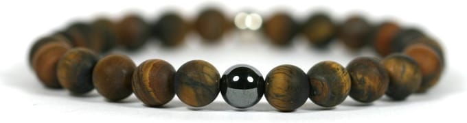 IbizaMen - matte tijgeroog - hematiet - 8mm - 19cm
