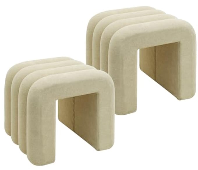 Moderne Poefs Set van 2 - Beige