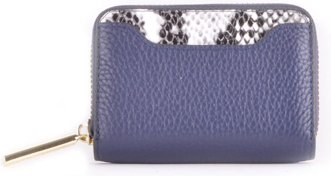 Giuliano lederen pasjeshouder snake - donkerblauw - made in Italy