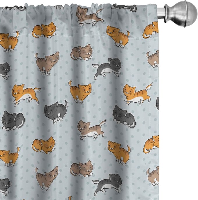 ABAKUHAUS Voorhangen – 2x75x175 cm – Microvezel – Lichtblauw/Multicolor