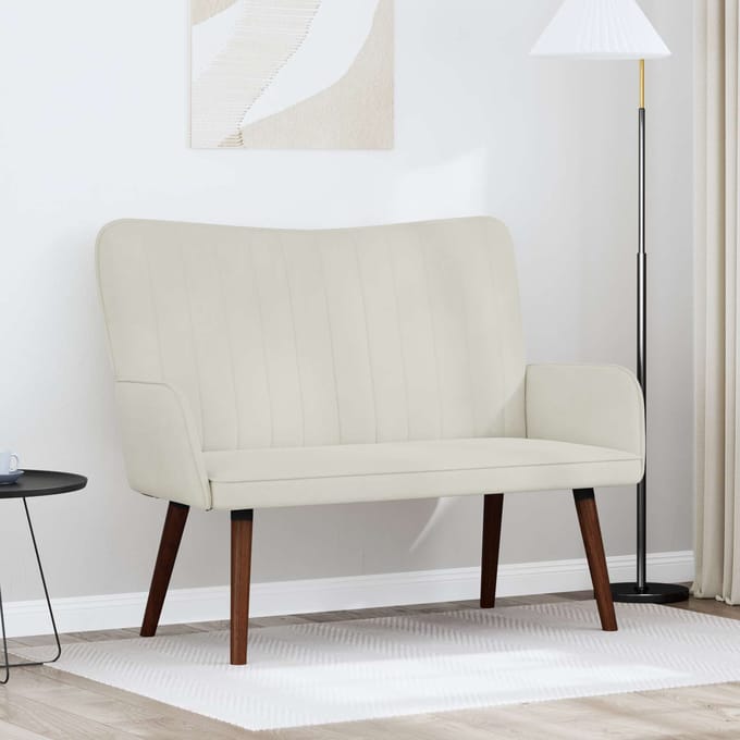 vidaXL - 2-Zits - Sofa - Crèmekleurig - 115 - x - 61 - x - 87 - cm - fluweel