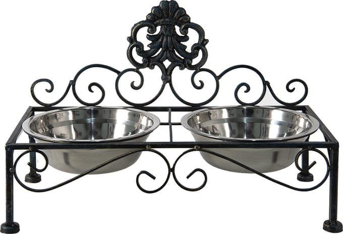 Clayre & Eef Voerbak hond 39x19x25 cm Zwart IJzer