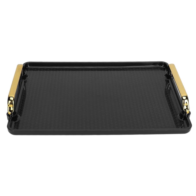 Decoratief Dienblad Elegant Exquise Textuur Ergonomisch Serveerblad met Handvatten voor Schoonheidsproducten zwart