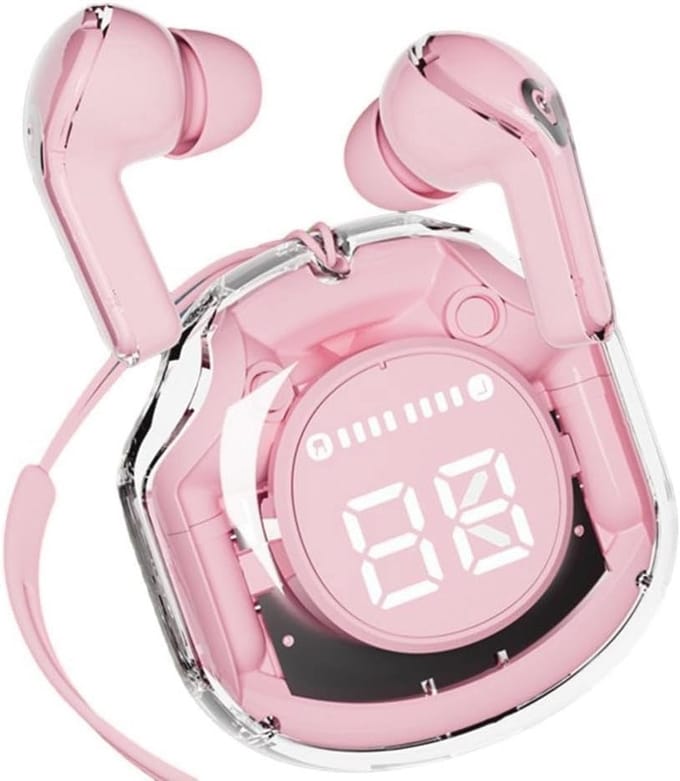 Draadloze Hoofdtelefoon Bluetooth 5.3 met Transparant Design en IPX4 Waterdicht