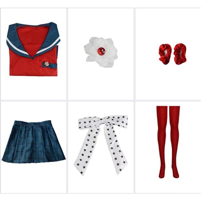 Ensemble uniforme d'école pour filles, Anime Danganronpa Harukawa Maki, Costume de Cosplay S red